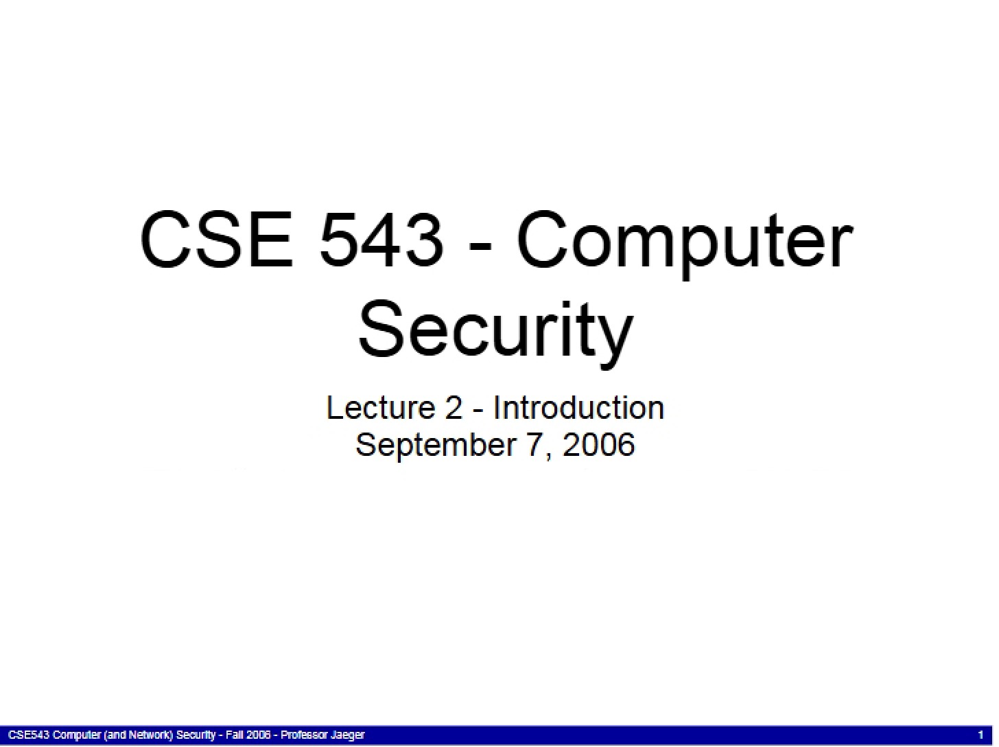 Computer Security Course Materials