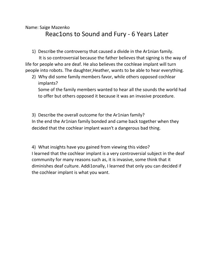 Six Years Later - Reactions to Sound and Fury