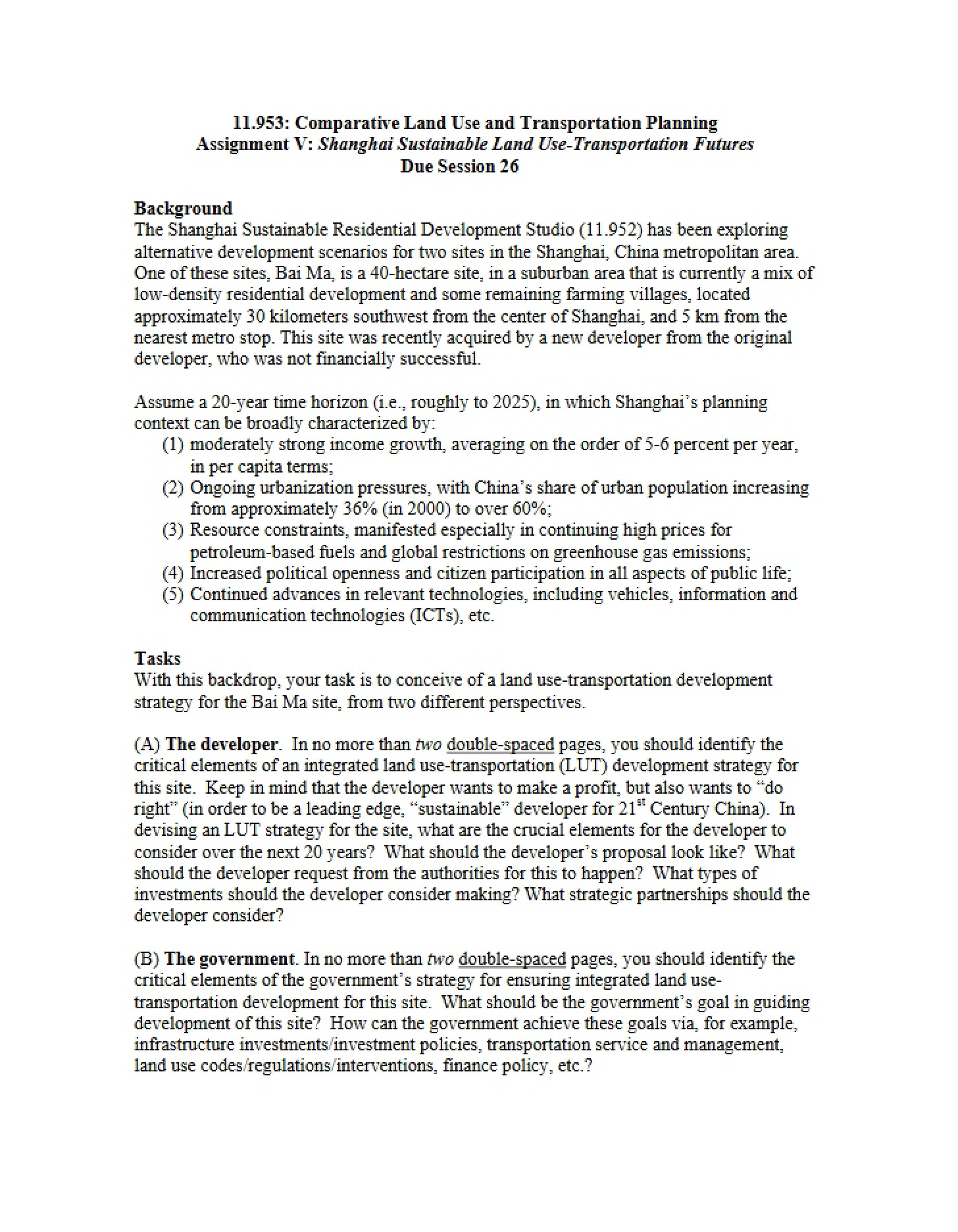 Transportation and Land Use Planning Comparative Analysis