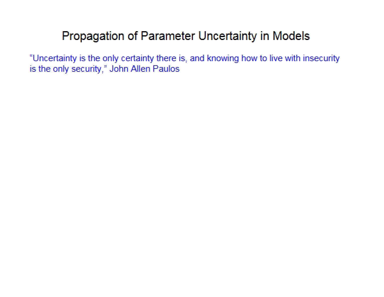 Models Parameter Uncertainty Propagation