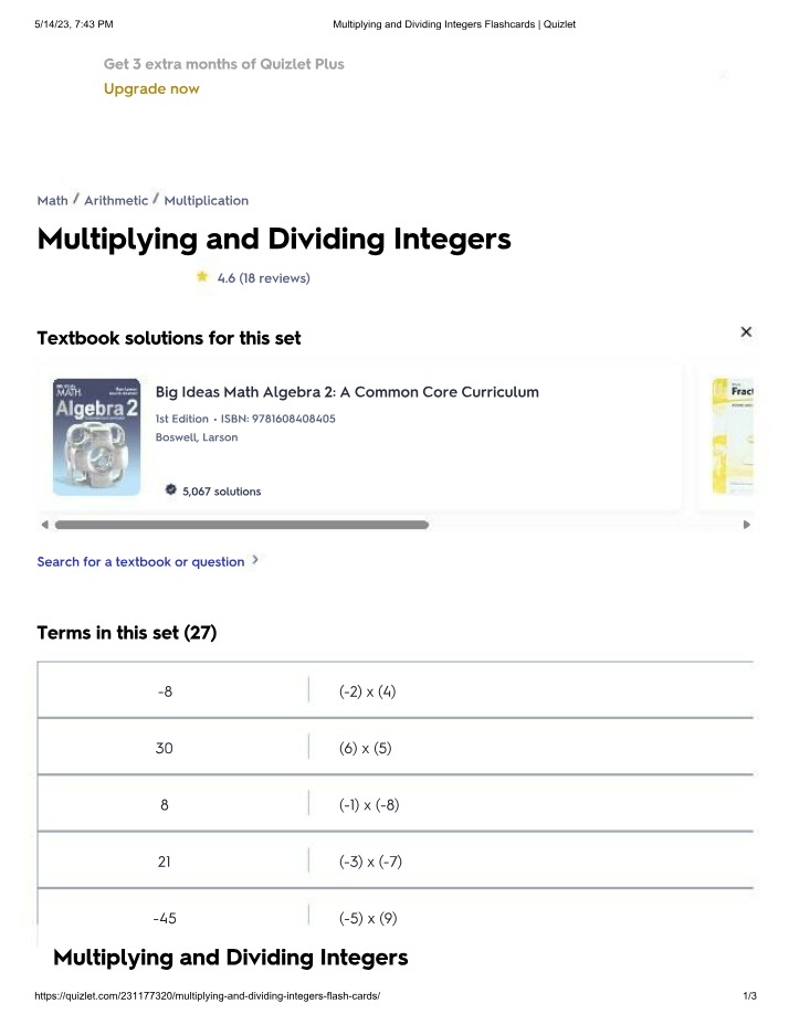 Flashcards - Multiplying and Dividing Integers