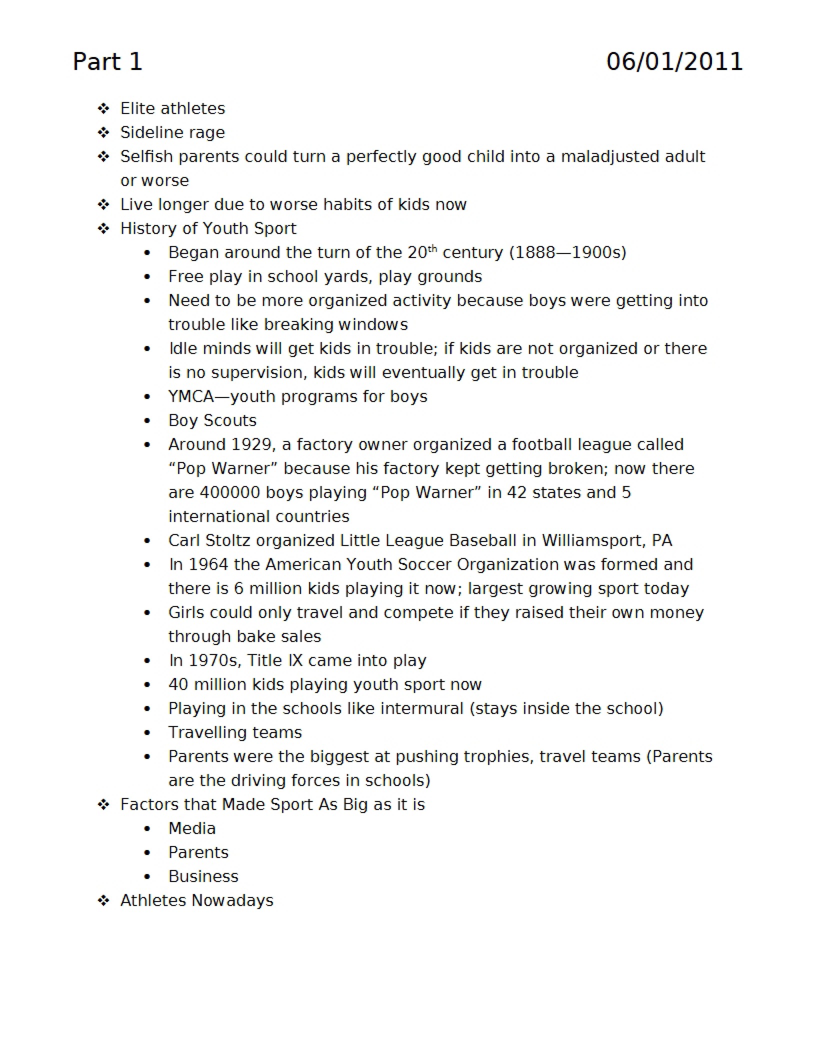 Children and Sport Part 1