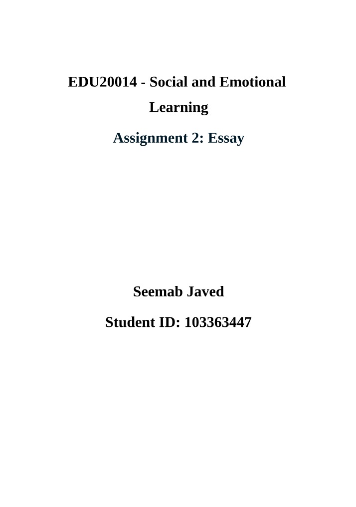 Improving Social and Emotional Wellbeing in Students