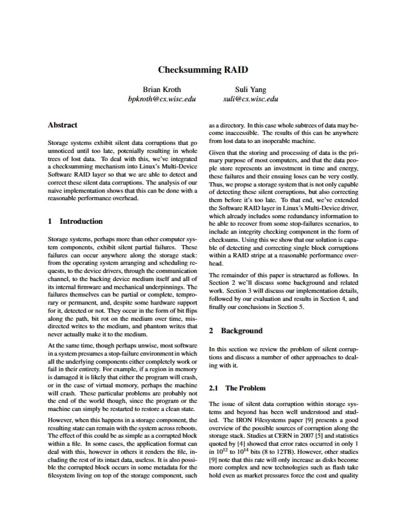 RAID Checksumming