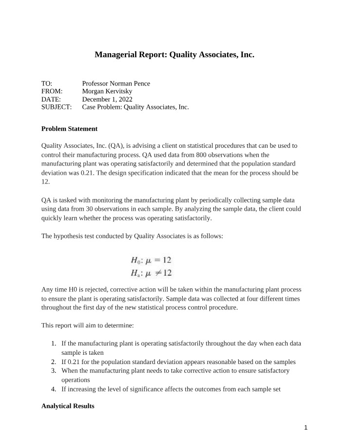 Quality Associates, Inc. Document