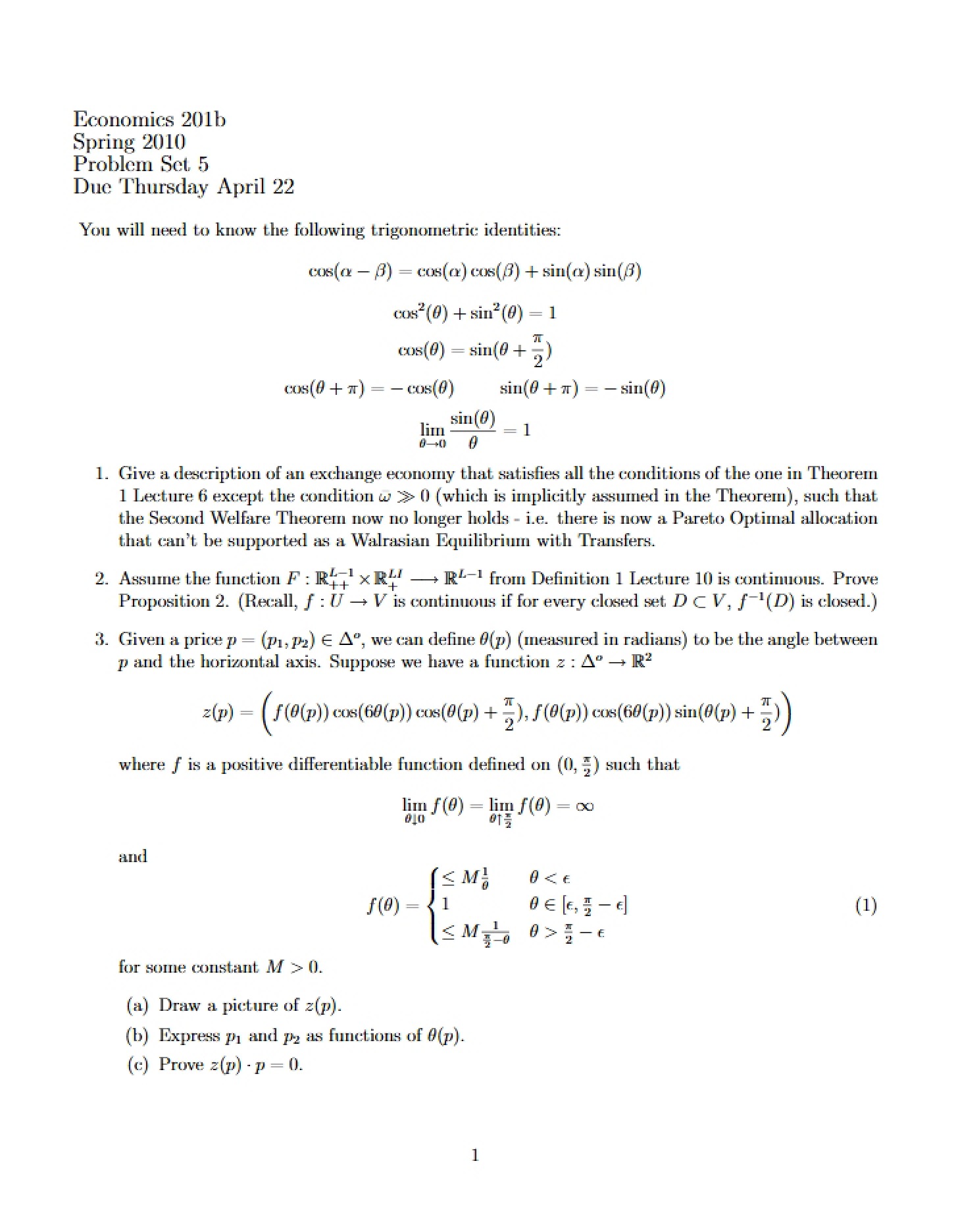 Problem Set 5 (201B)