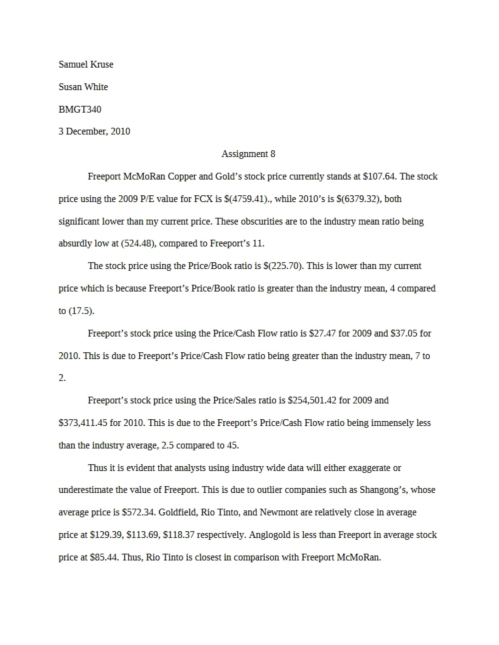 Finance Assignment 8