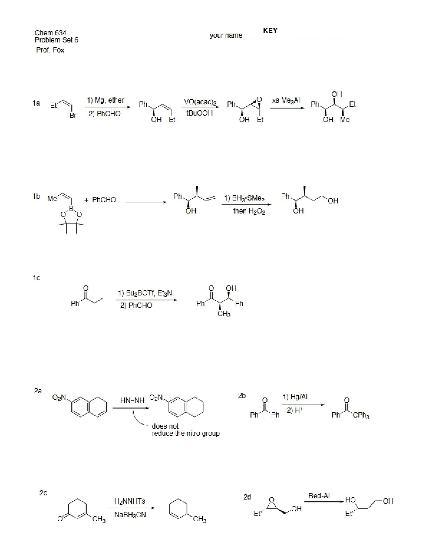 Problem Set for Chem 634