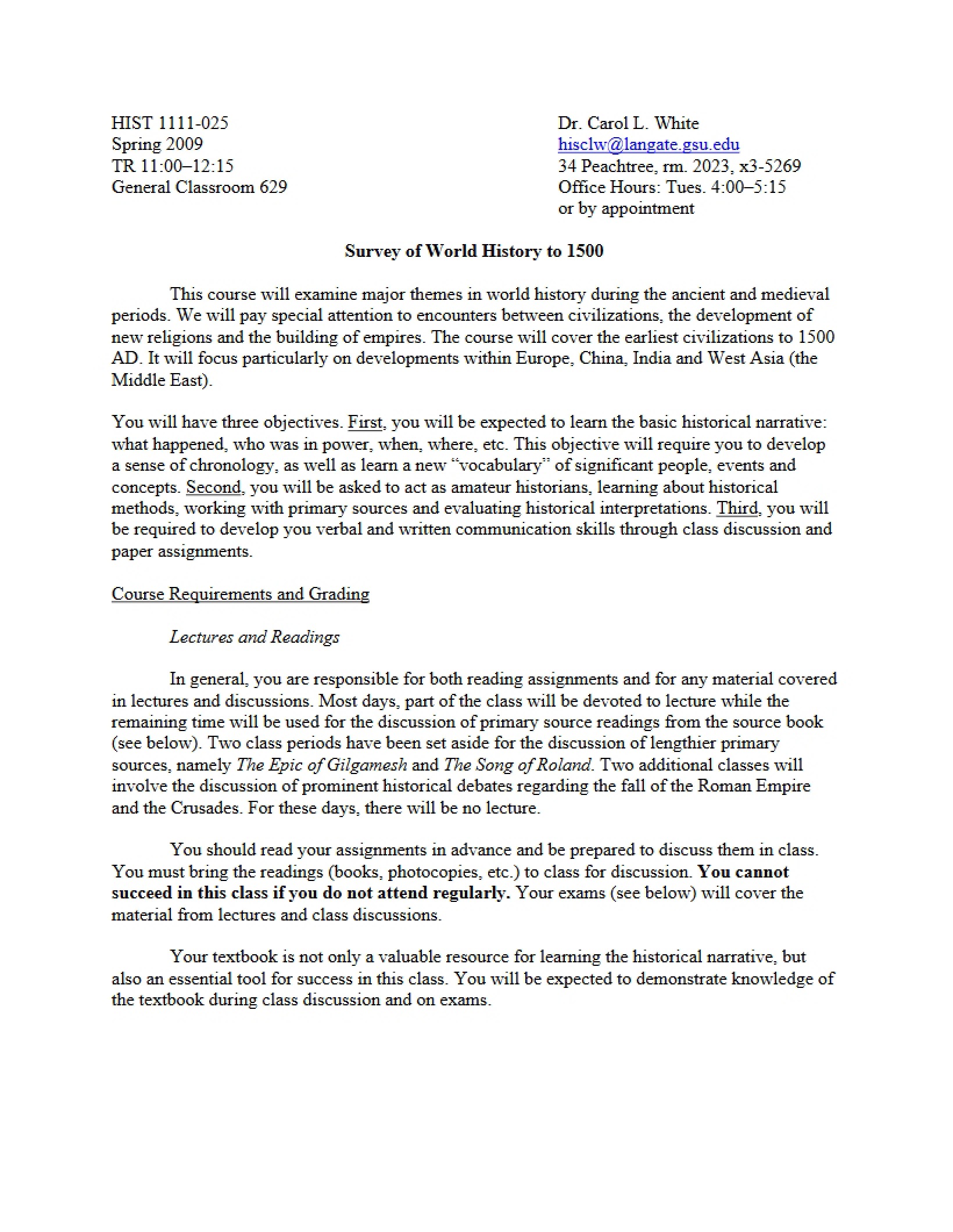 White Syllabus 1111