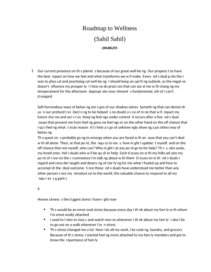 Roadmap to Wellness by Sahil