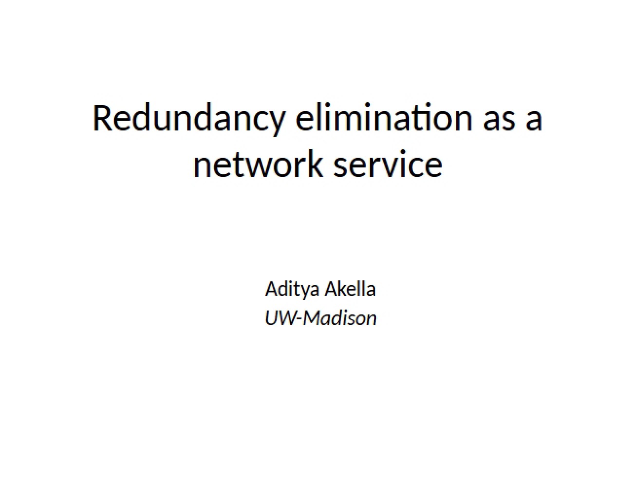 Network Service Redundancy Elimination