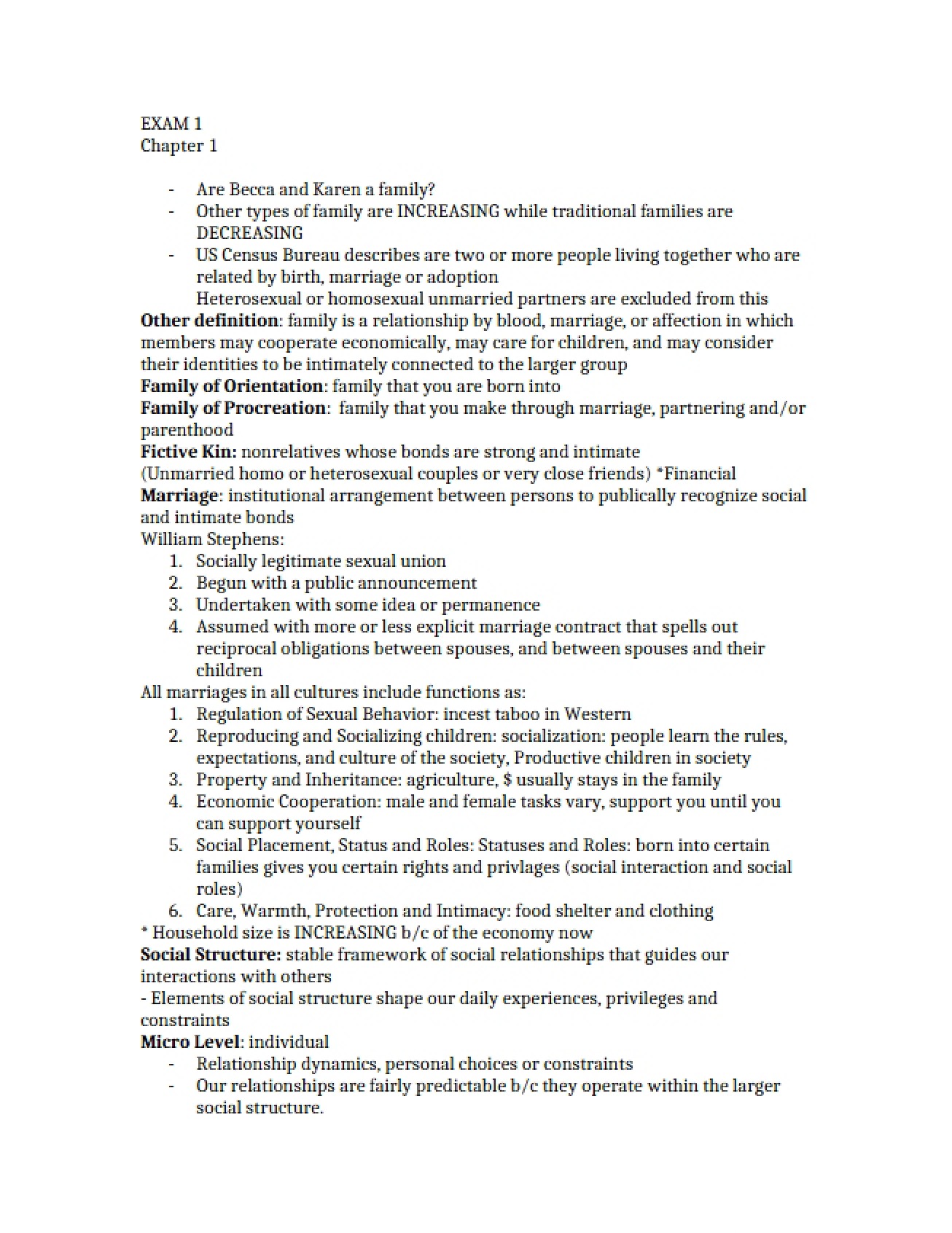 Initial Examination on Family Relationships