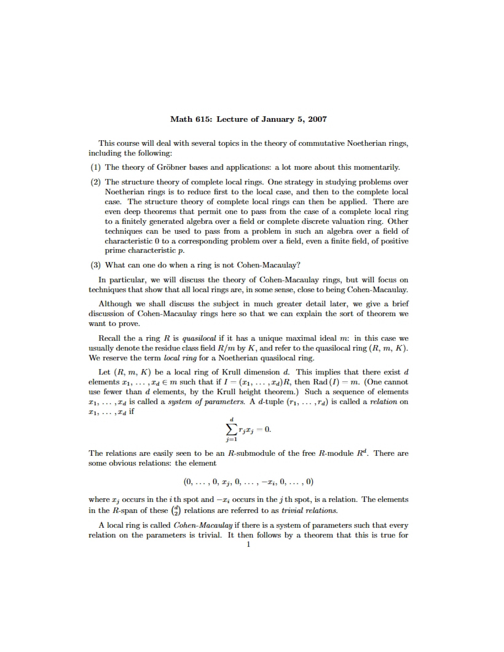 Lecture Notes 3