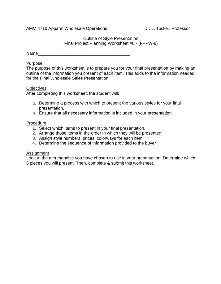 Style Presentation Outline - FPPW-8