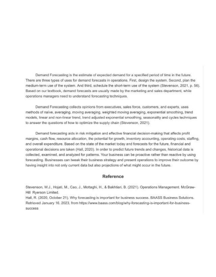 Overview of Demand Forecasting