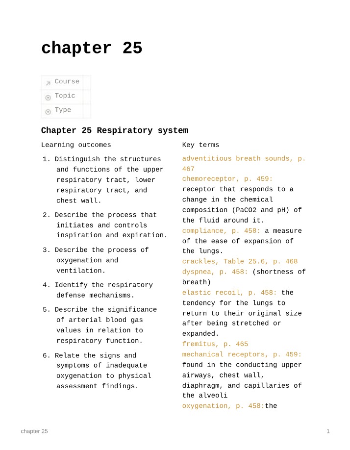 Respiratory System - Chapter 25