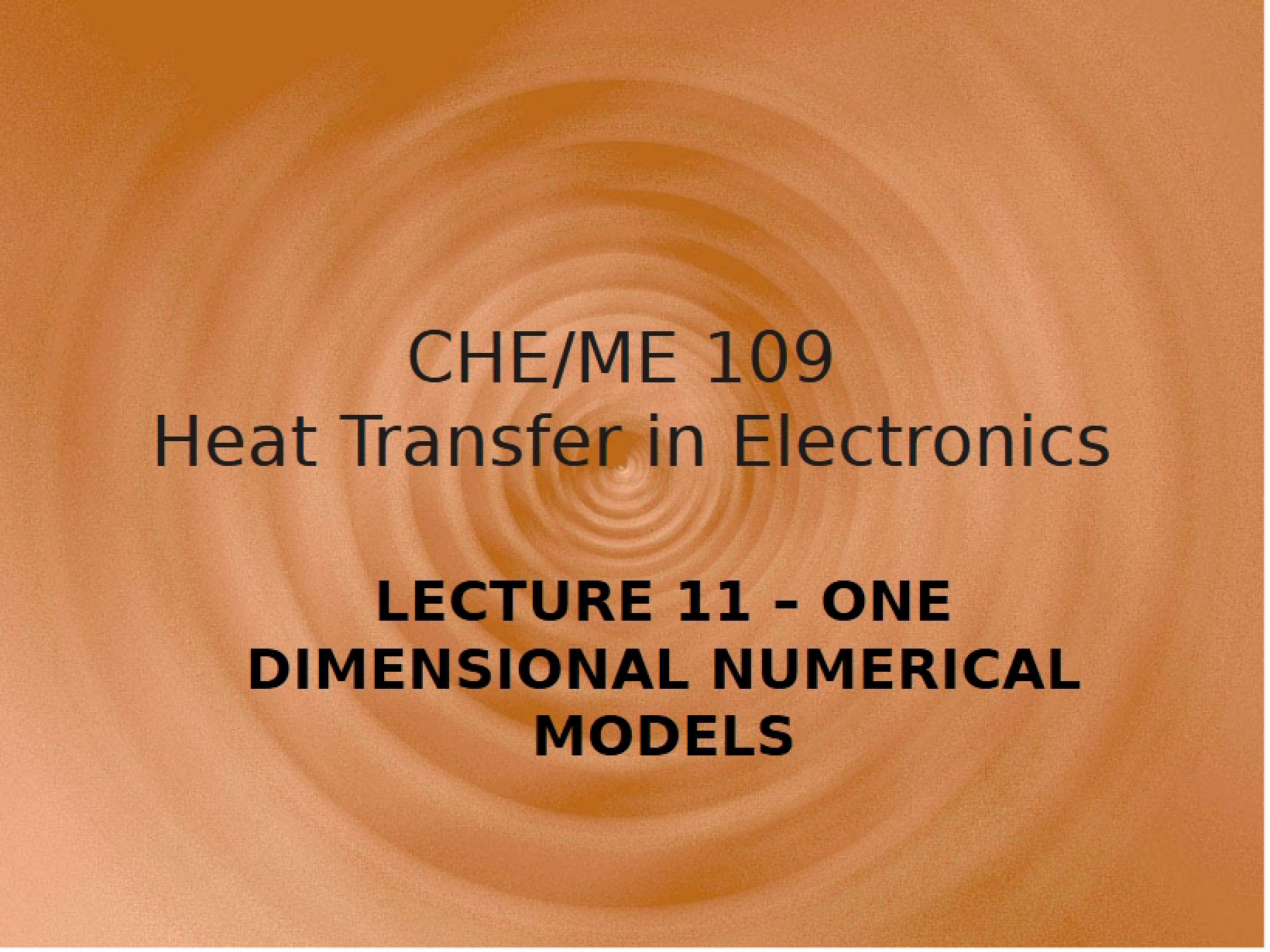 Numerical Models One Dimensional