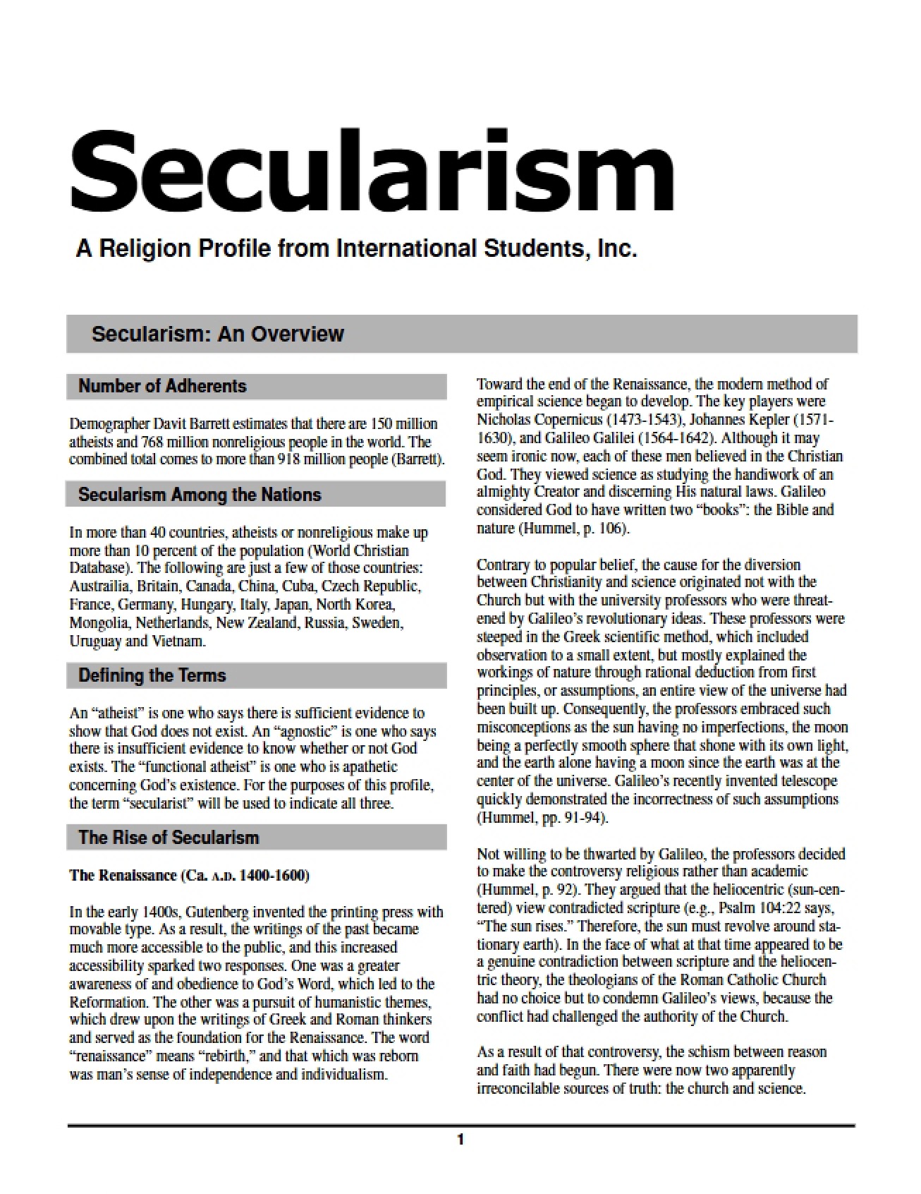 Review of Secularism by Halverson