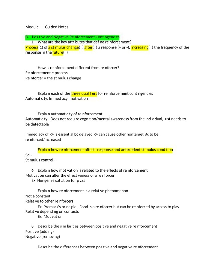 Key Attributes of Reinforcement - Positive and Negative Contingencies