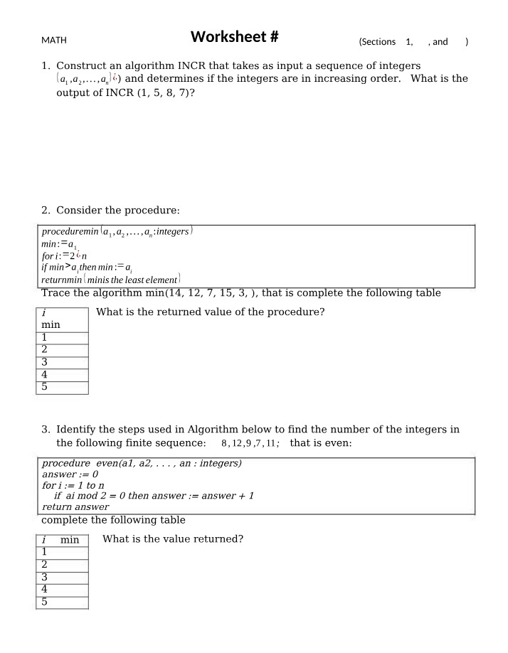 Worksheet 7 for MATH 275