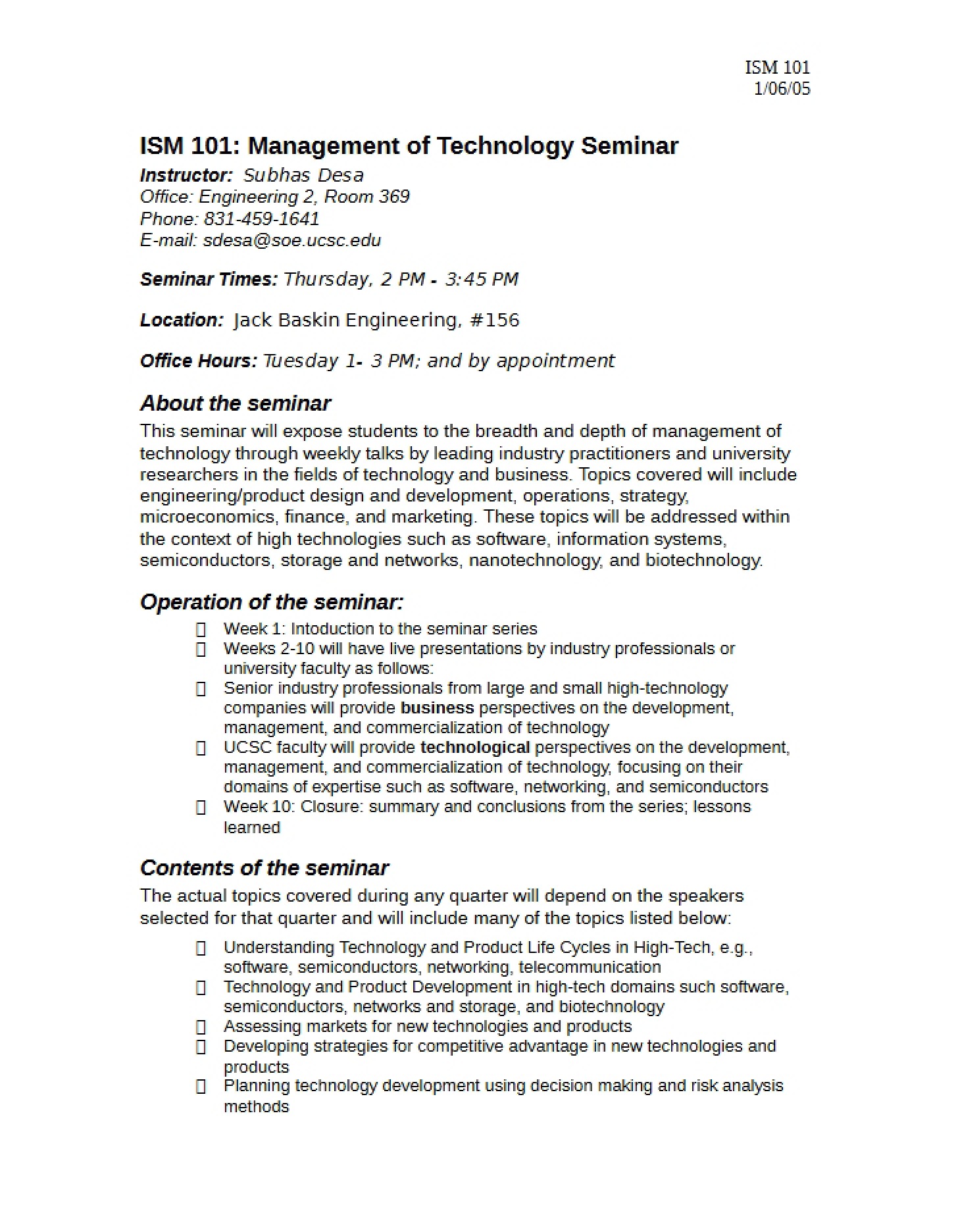 Syllabus Sheet