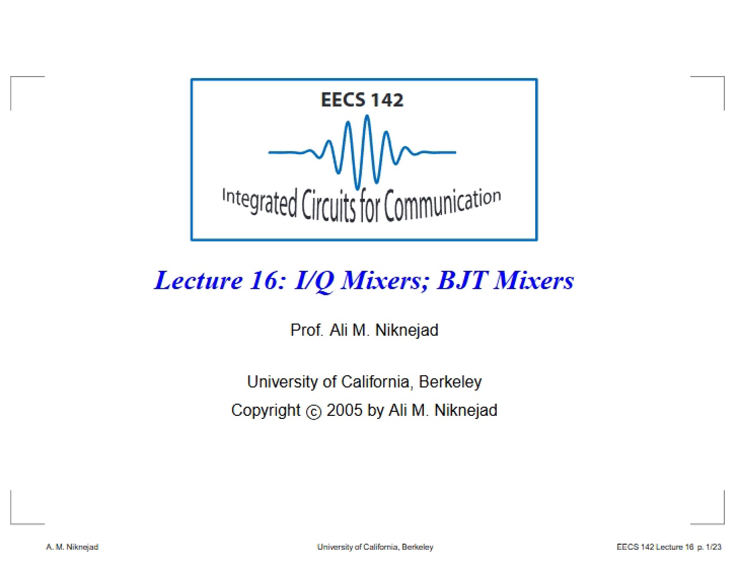 Mixer Noise & BJT-FET Mixers (Lec 17)