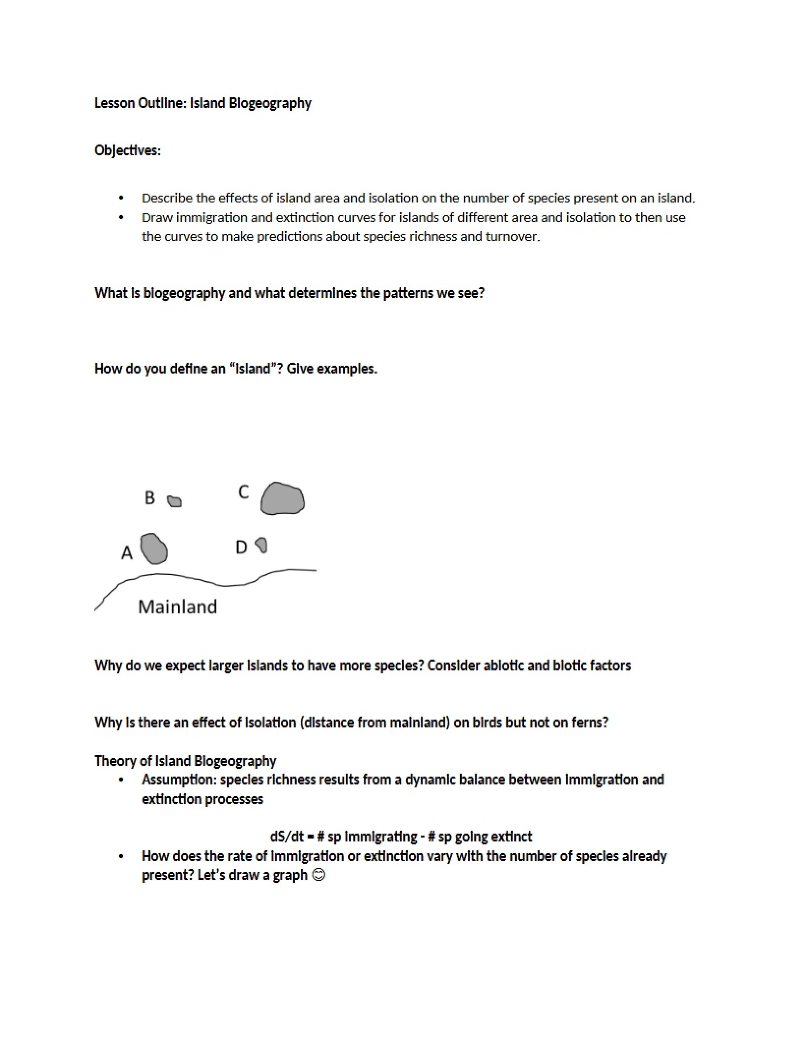 Biogeography of Islands