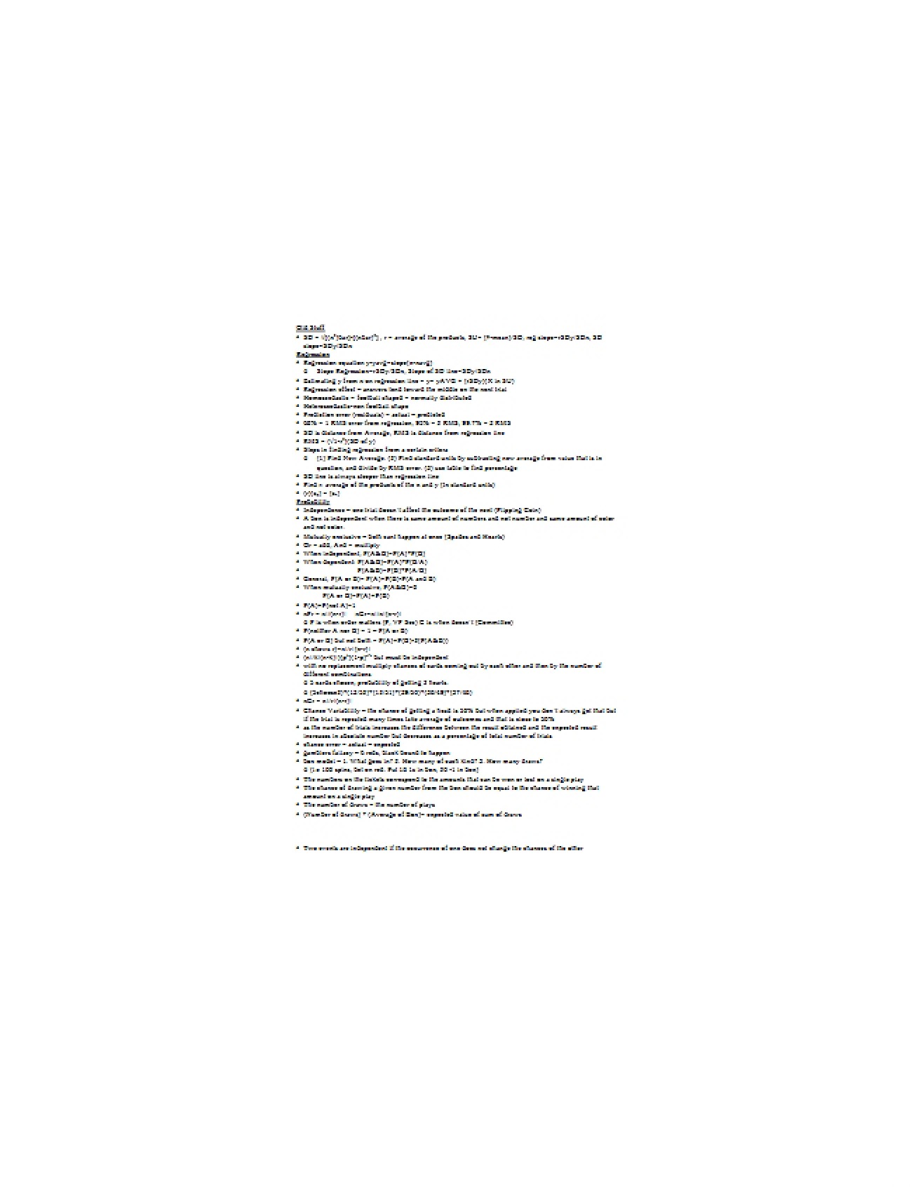 First Set of Notes for Elementary Statistics