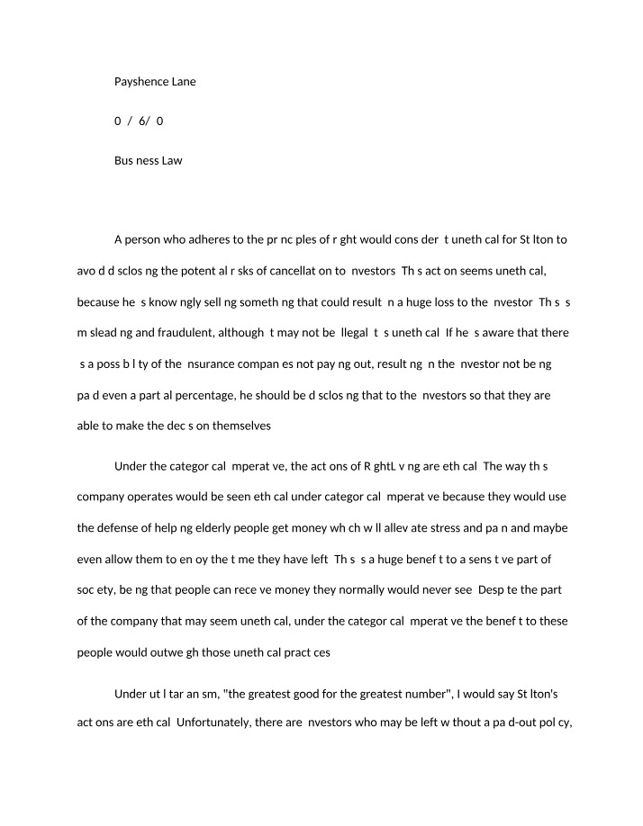 Business Law - Written Assignment 1