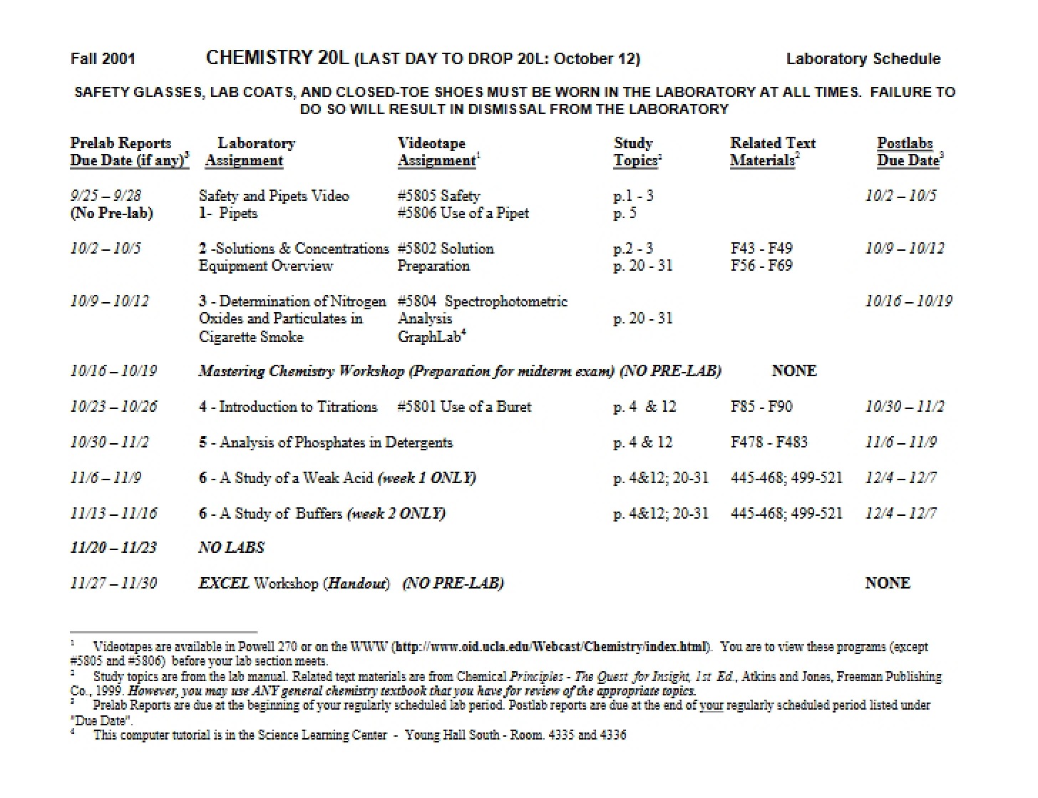 Lab Schedule
