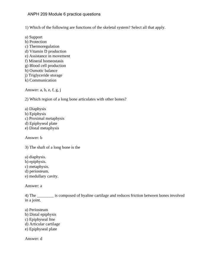 Functions of the Skeletal System - Support and Protection