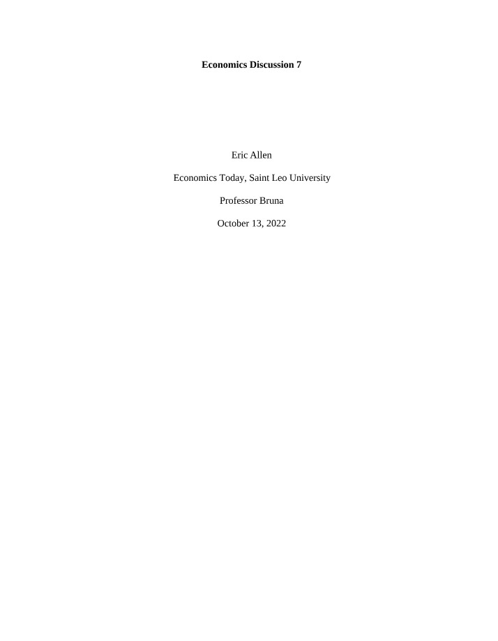 Discussion 7 for Economics