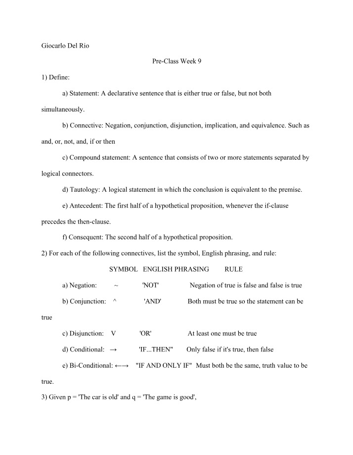 Logical Connectives - Definitions and Examples