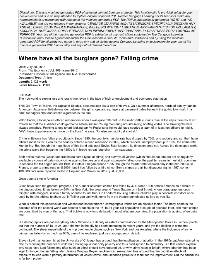 Where Have All the Burglars Gone A Look at Falling Crime