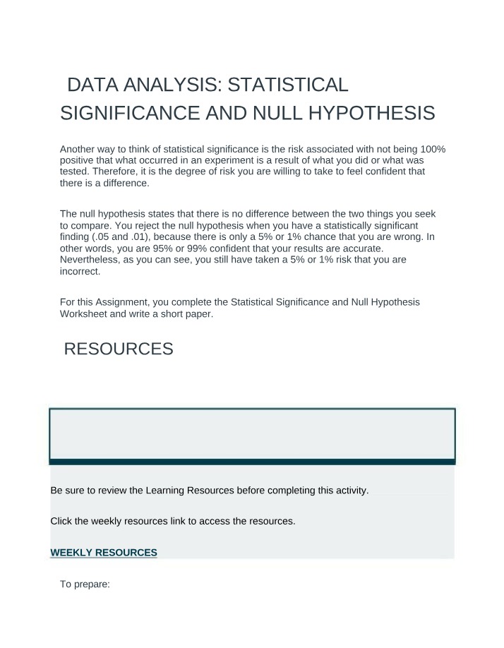 Null Hypothesis and Statistical Significance