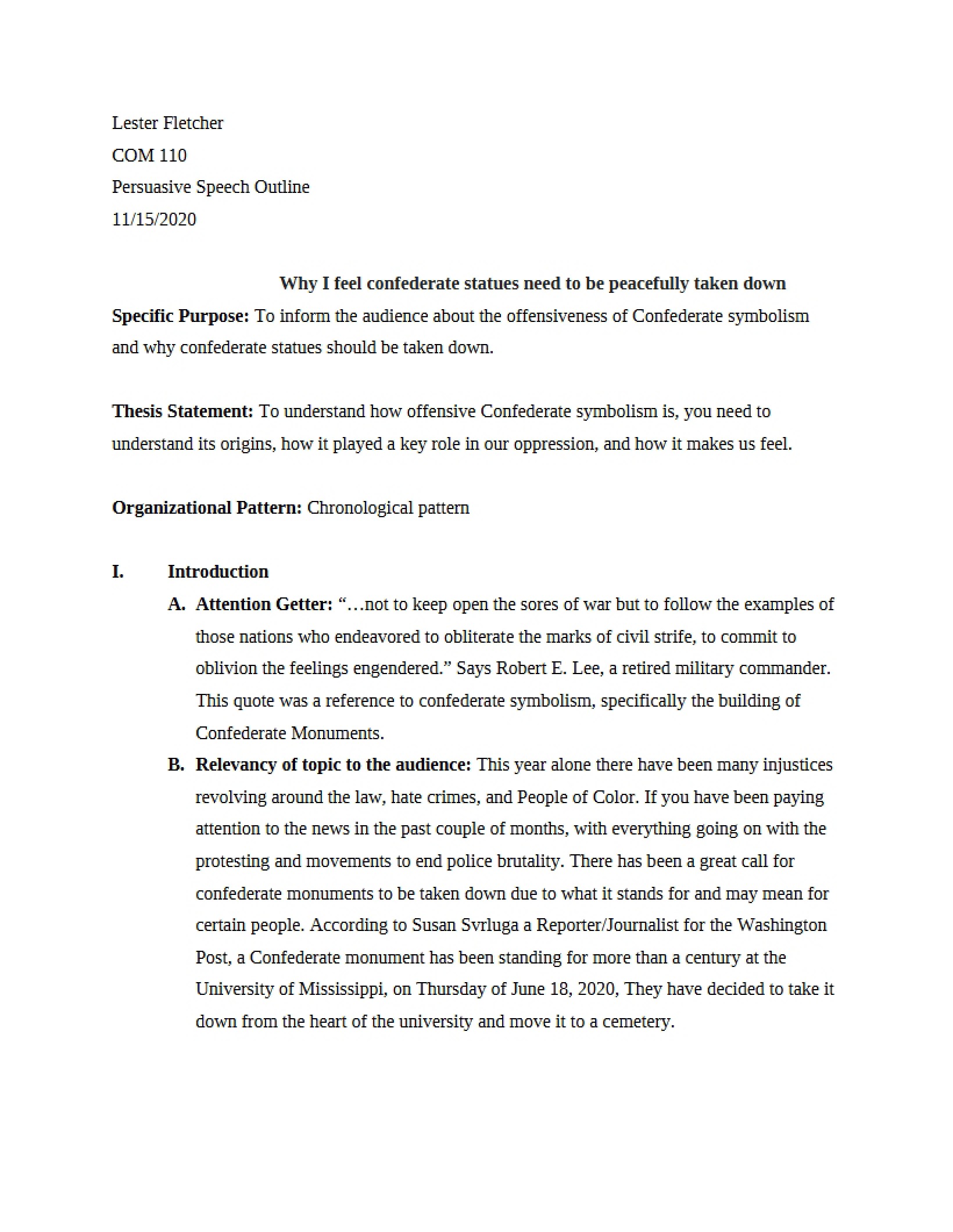 Outline for Persuasive Speech