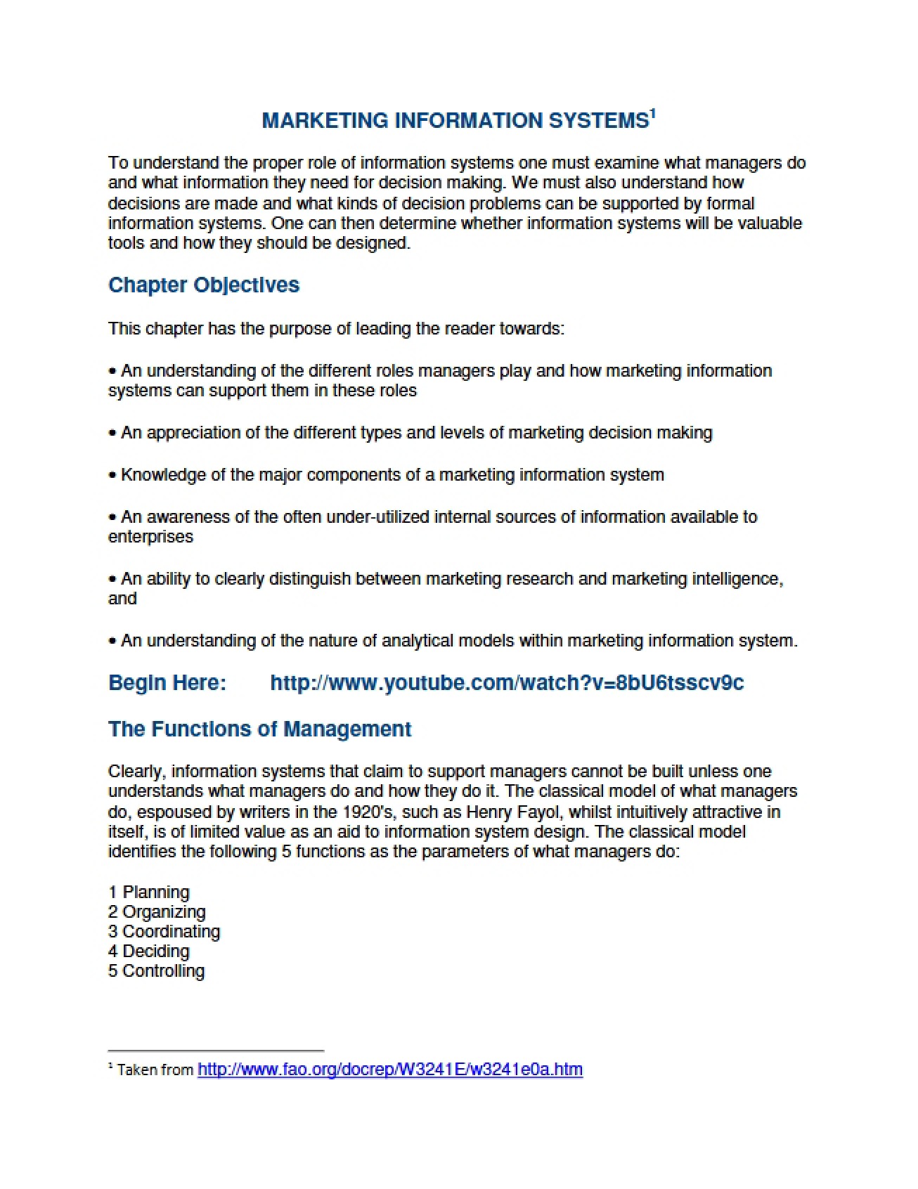 Systems for Marketing Information - 10 Pages