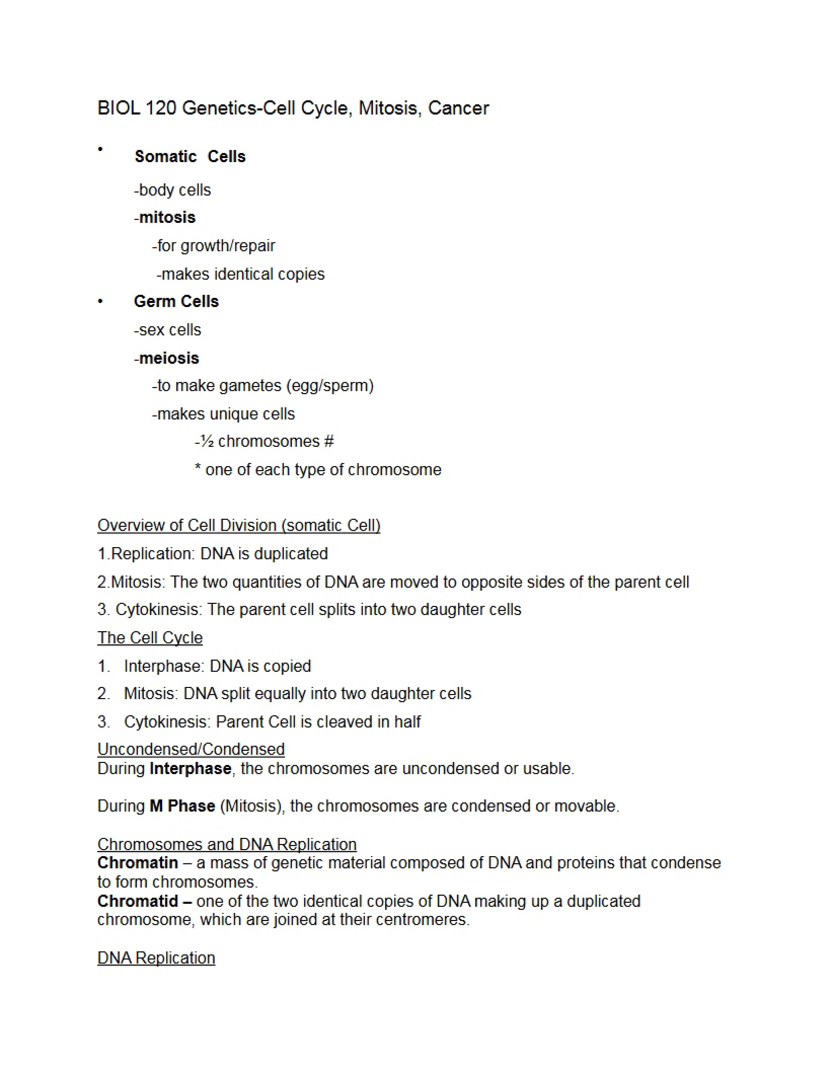Cell Cycle and Genetics