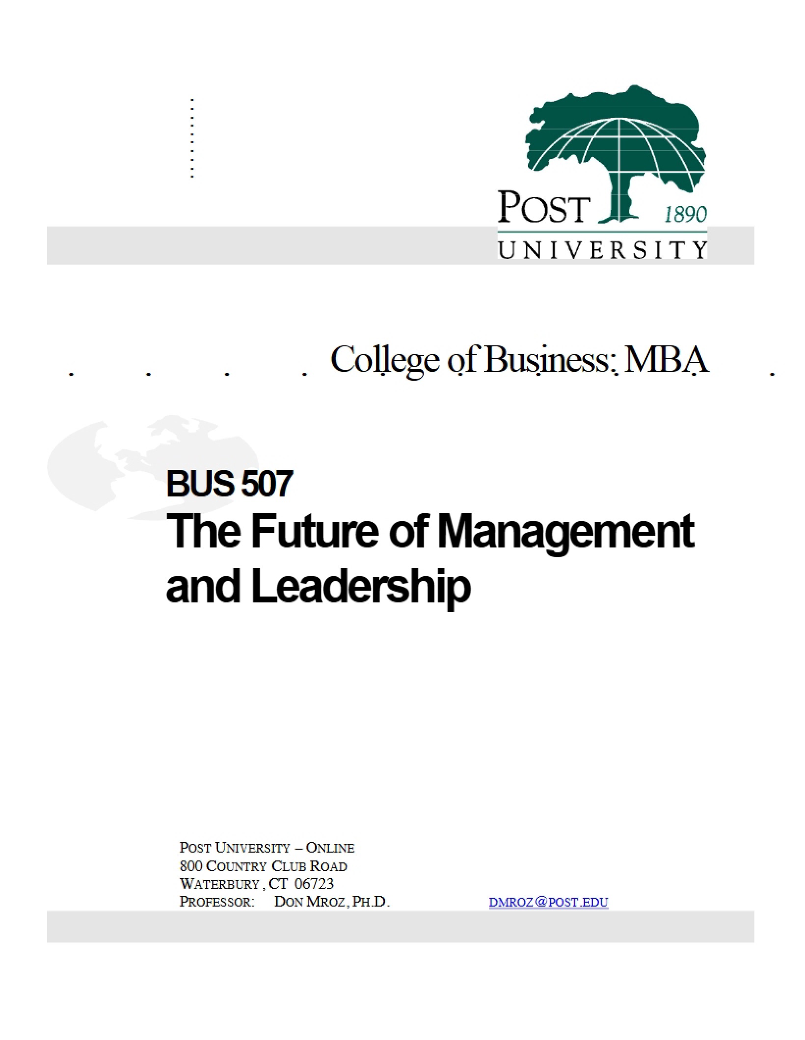 Syllabus Future of Leadership