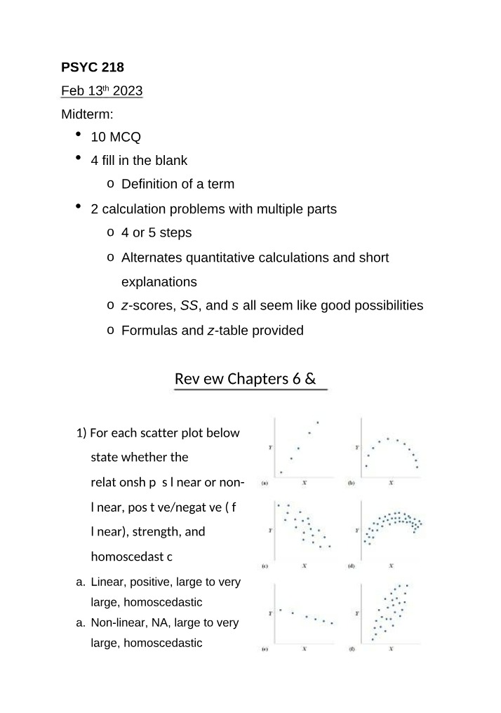 Midterm Exam for PSYC 218