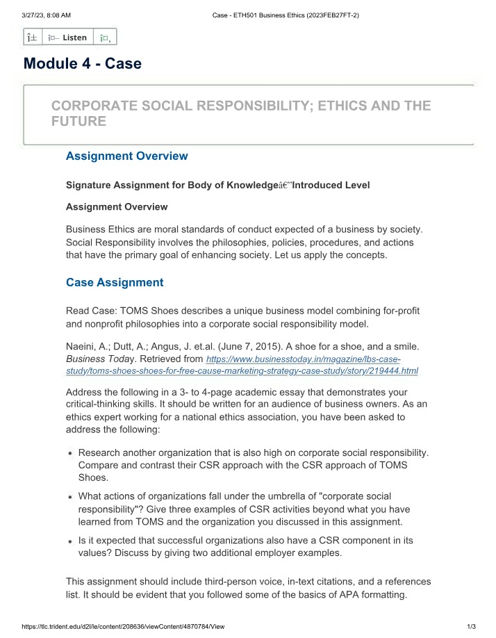 Module 4 Case for ETH501 Business Ethics