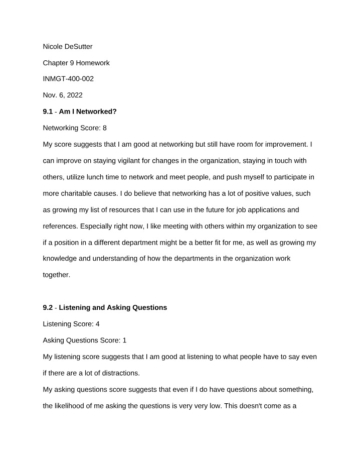 Homework for Chapter 9