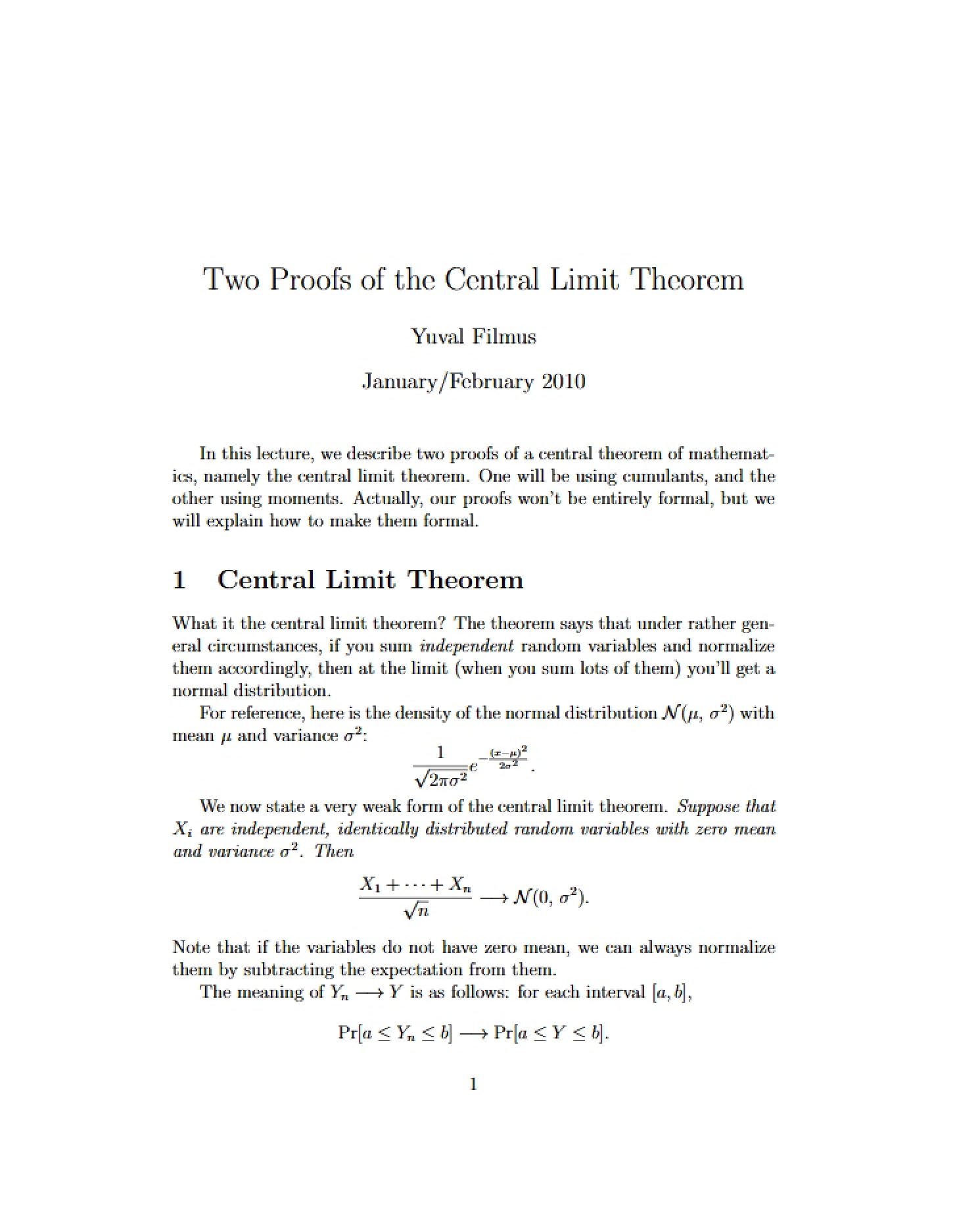 Central Limit Theorem Proof