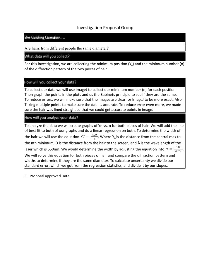 PHYS 1261 - Investigation 3 Proposal