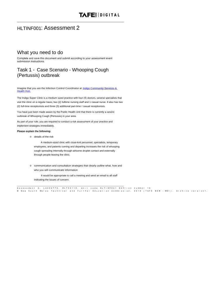 HLTINF001 Assessment 2 Section A