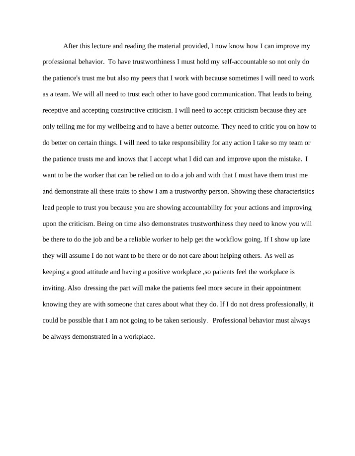 Workplace Trust - Improving Professional Behavior
