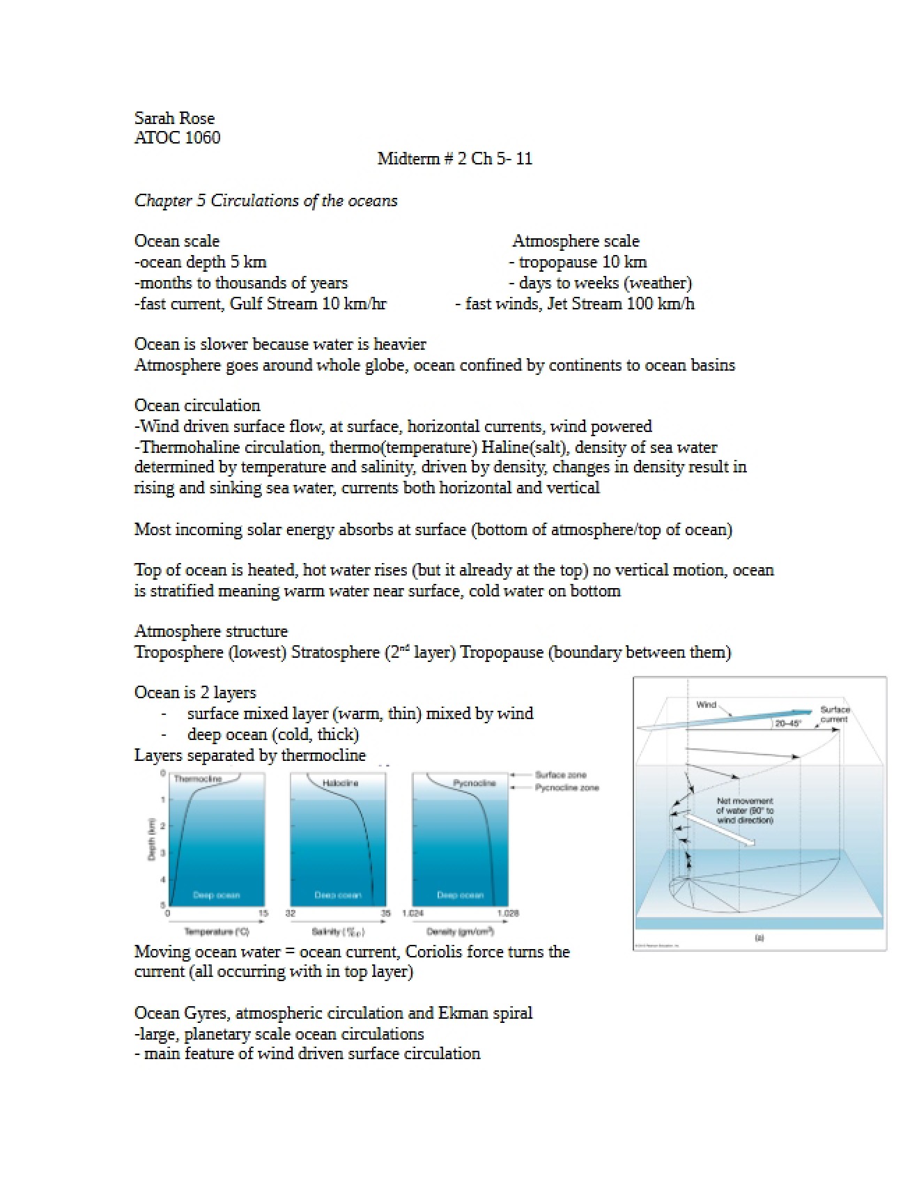 Notes on chapters 5-11 for Our Changing Environment