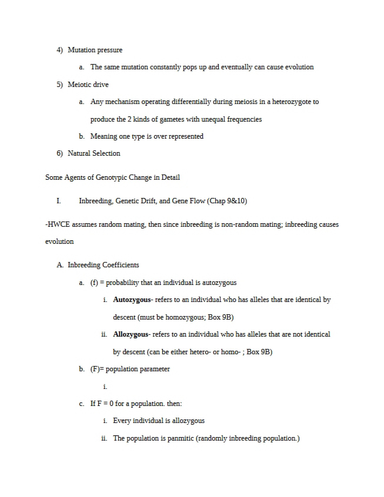 Evolution Course Notes