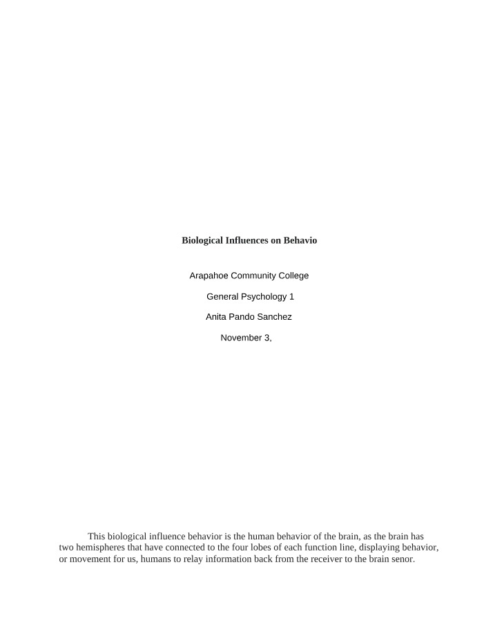 Brain Lobes and Biological Influences on Behavior