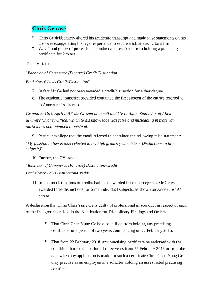 Chris Ge Case - Ethics, Law and Procedure